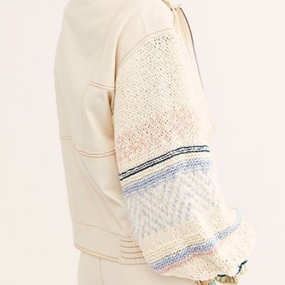 NWOT Free People Loose Thoughts Ivory Denim Jacket - Picture 2 of 15